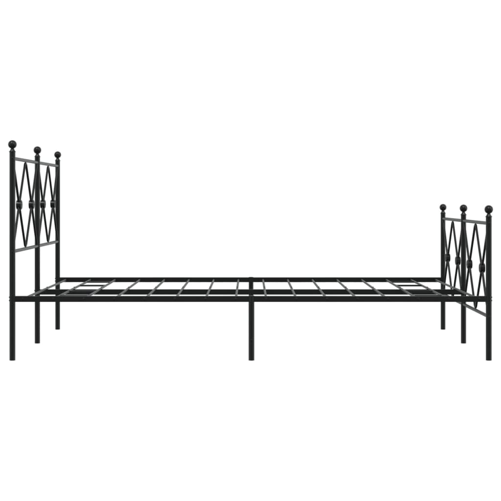 Metal Bed Frame without Mattress with Footboard Black 120x200cm