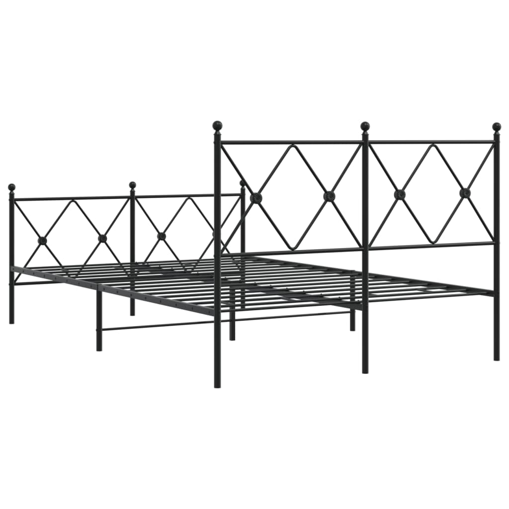 Metal Bed Frame without Mattress with Footboard Black 120x200cm