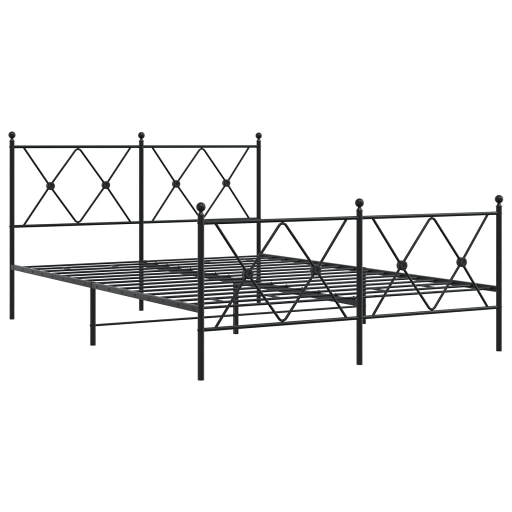 Metal Bed Frame without Mattress with Footboard Black 140x190cm