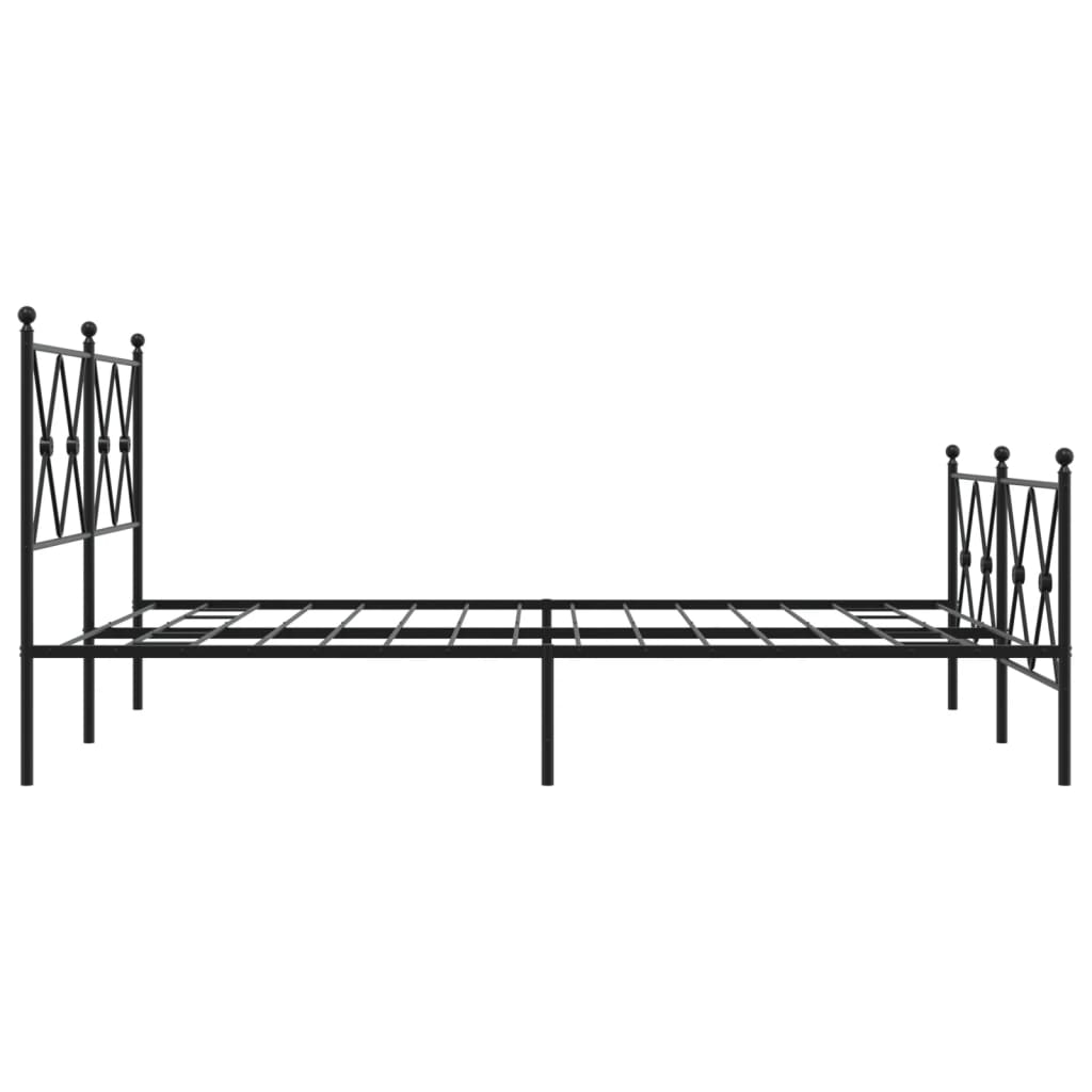 Metal Bed Frame without Mattress with Footboard Black 140x190cm