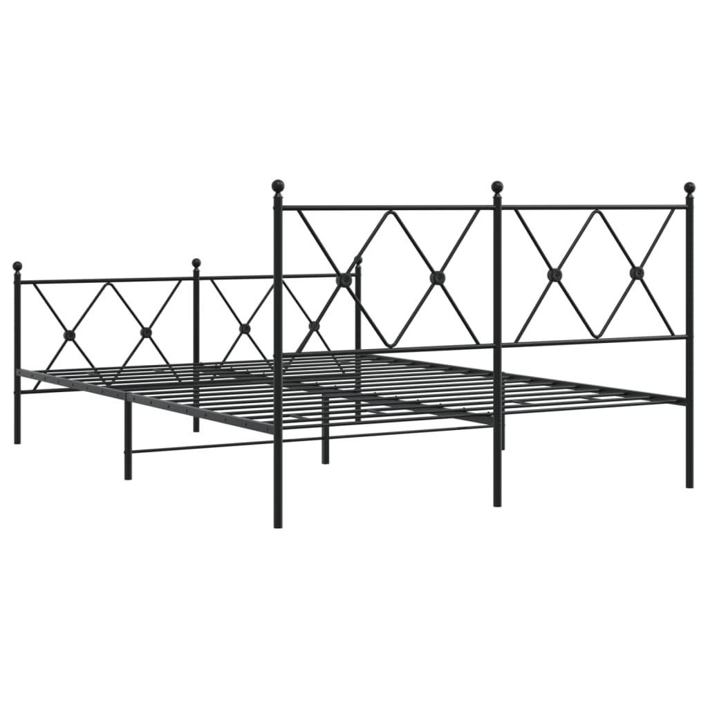 Metal Bed Frame without Mattress with Footboard Black 140x190cm
