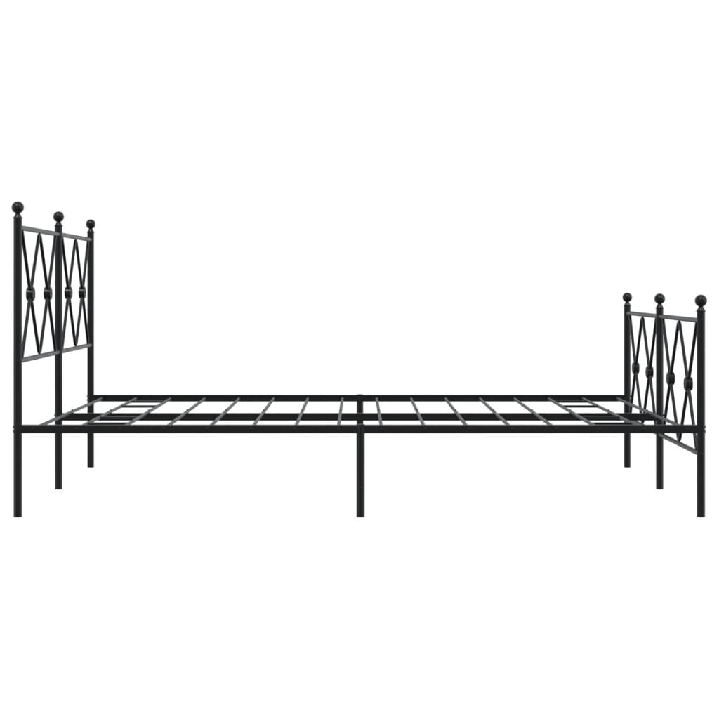 Metal Bed Frame without Mattress with Footboard Black 140x200cm