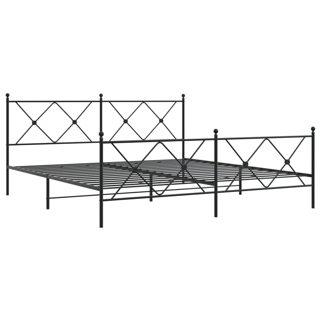Metal Bed Frame without Mattress with Footboard Black 183x213cm