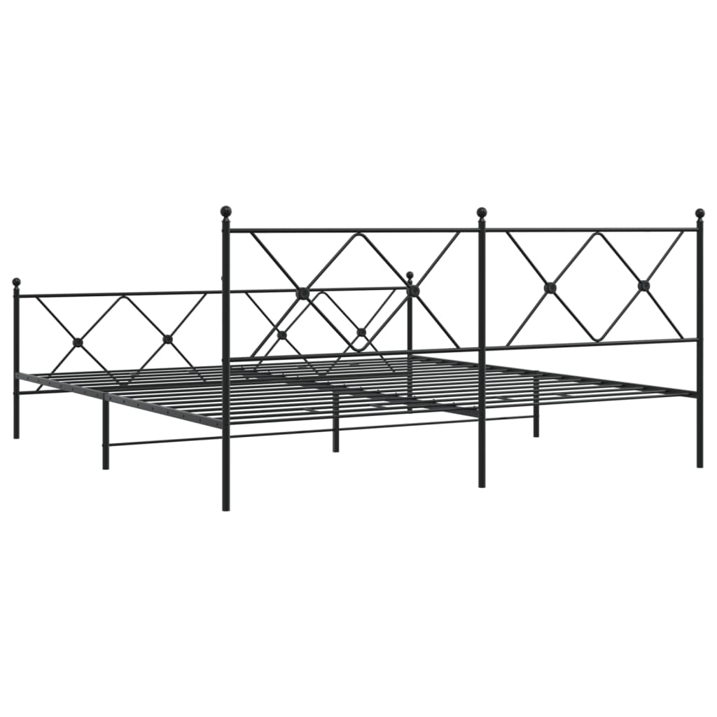 Metal Bed Frame without Mattress with Footboard Black 183x213cm