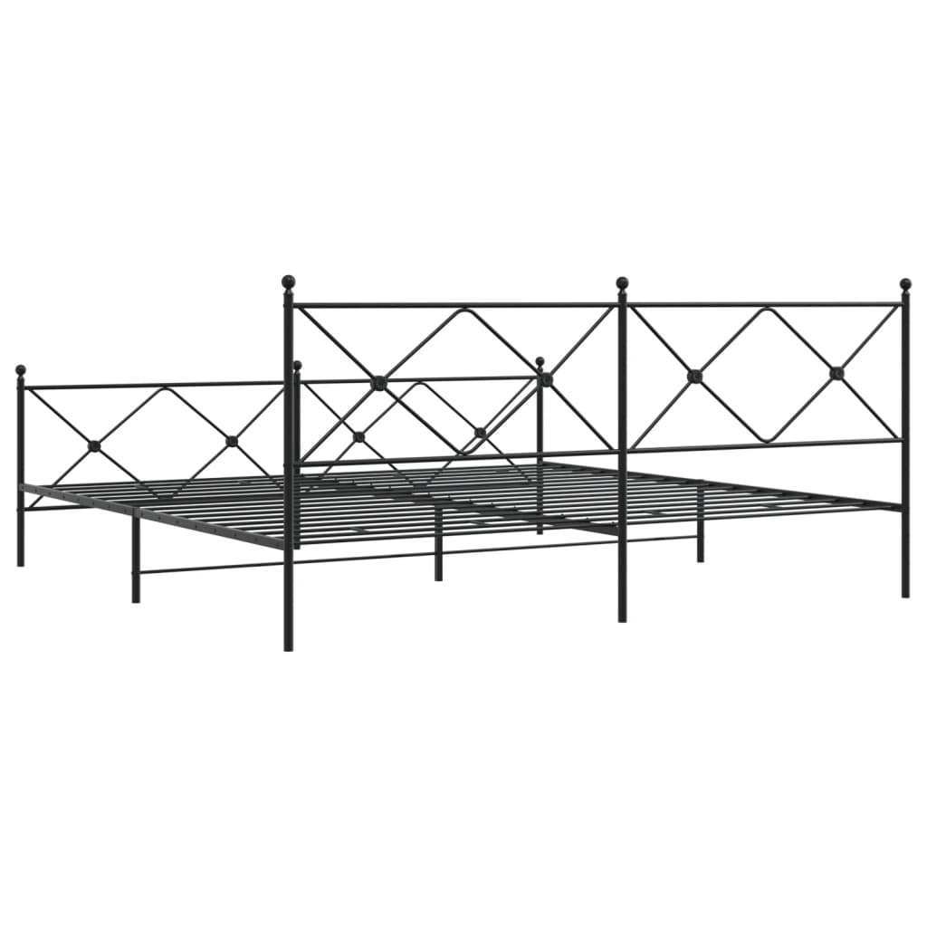 Metal Bed Frame without Mattress with Footboard Black 193x203cm
