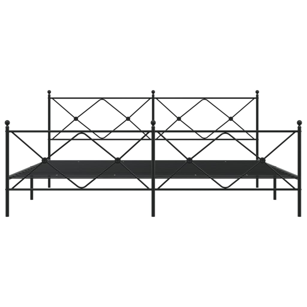 Metal Bed Frame without Mattress with Footboard Black 200x200cm
