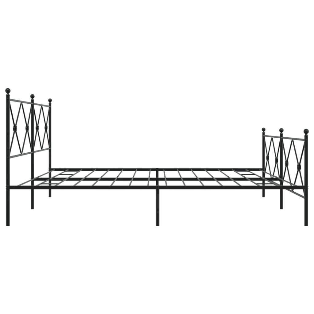 Metal Bed Frame without Mattress with Footboard Black 200x200cm