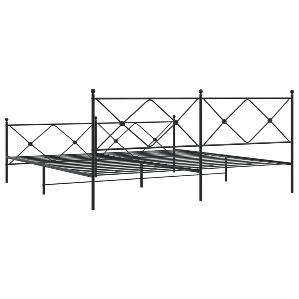 Metal Bed Frame without Mattress with Footboard Black 200x200cm