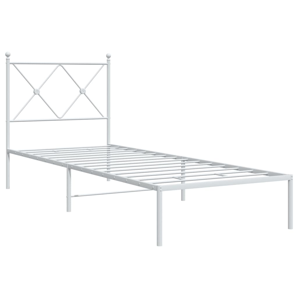 Metal Bed Frame without Mattress with Headboard White 80x200cm