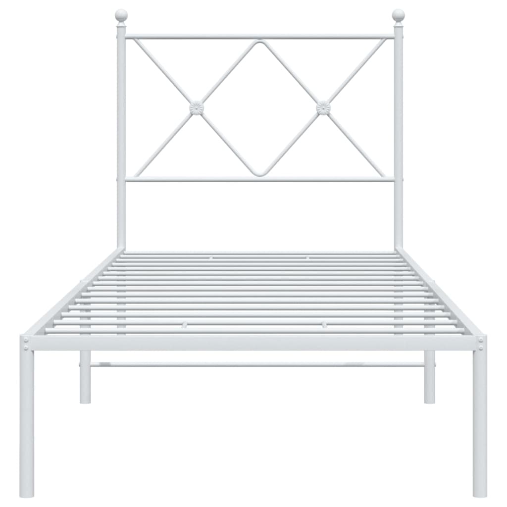 Metal Bed Frame without Mattress with Headboard White 80x200cm