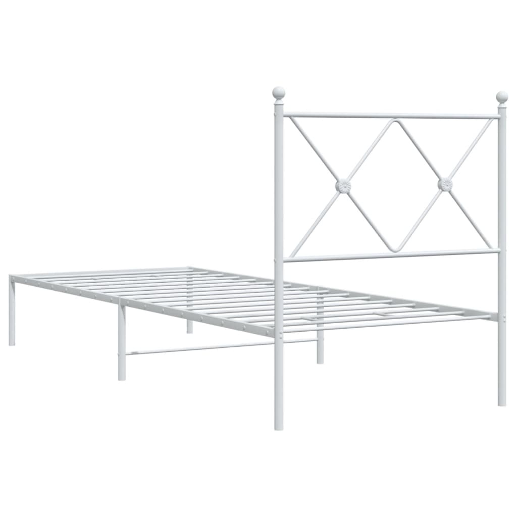 Metal Bed Frame without Mattress with Headboard White 80x200cm