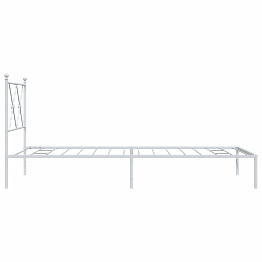 Metal Bed Frame without Mattress with Headboard White 90x190cm
