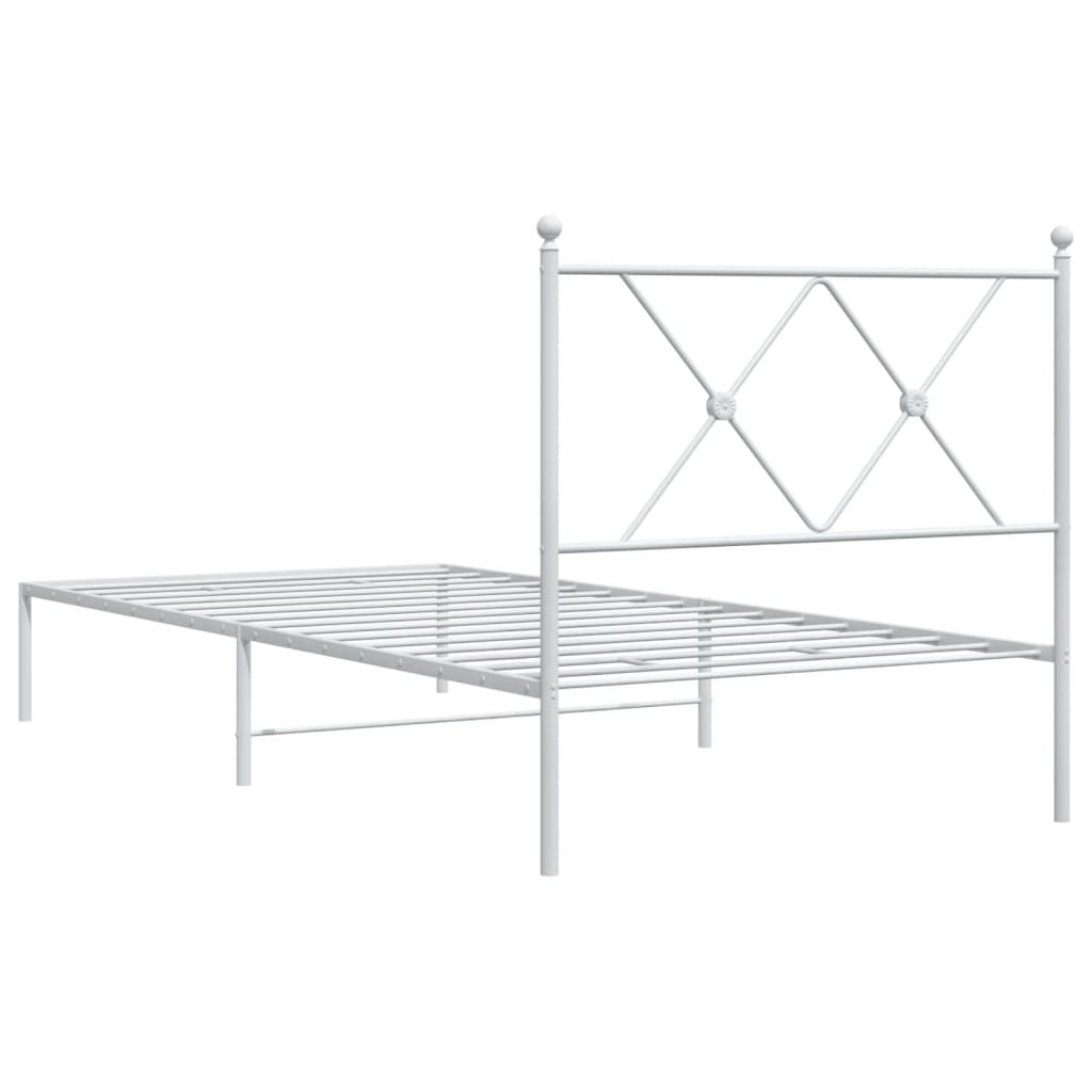 Metal Bed Frame without Mattress with Headboard White 90x190cm