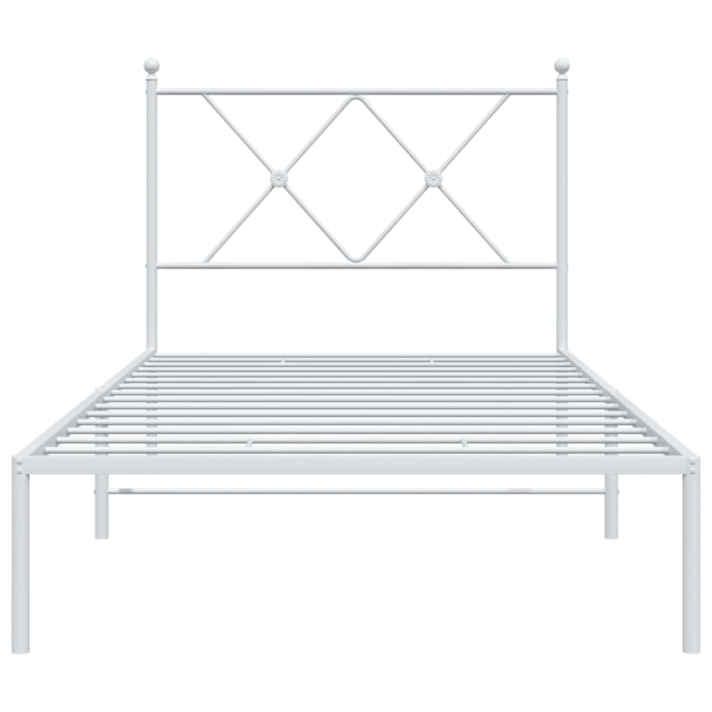 Metal Bed Frame without Mattress with Headboard White 90x200cm