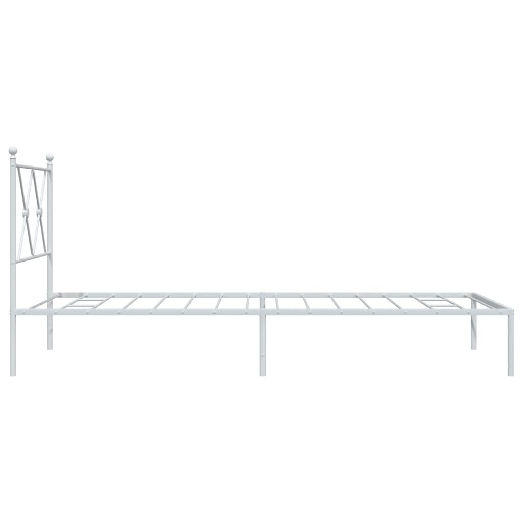 Metal Bed Frame without Mattress with Headboard White 90x200cm