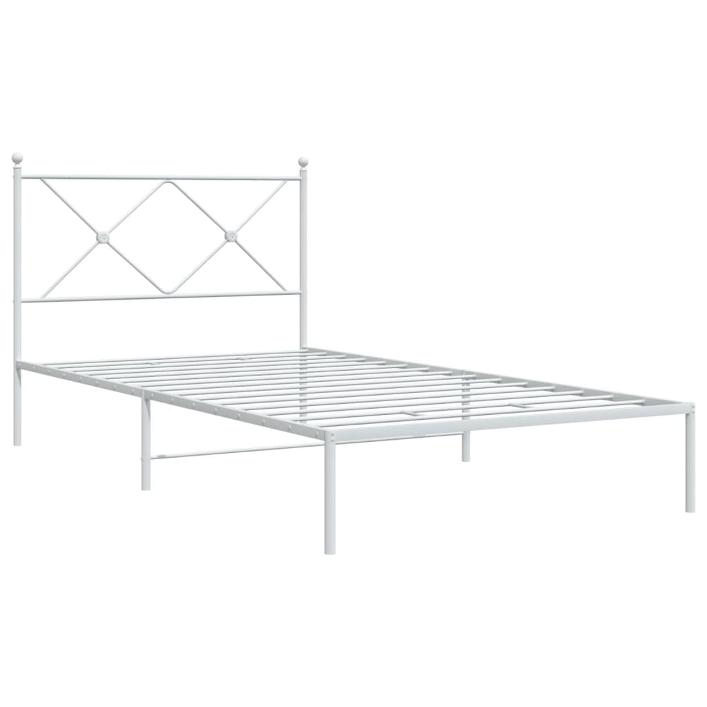 Metal Bed Frame without Mattress with Headboard White 100x200cm