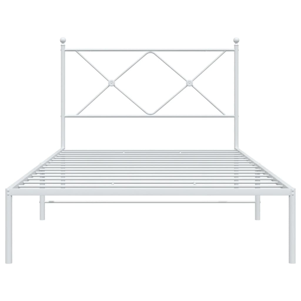 Metal Bed Frame without Mattress with Headboard White 100x200cm