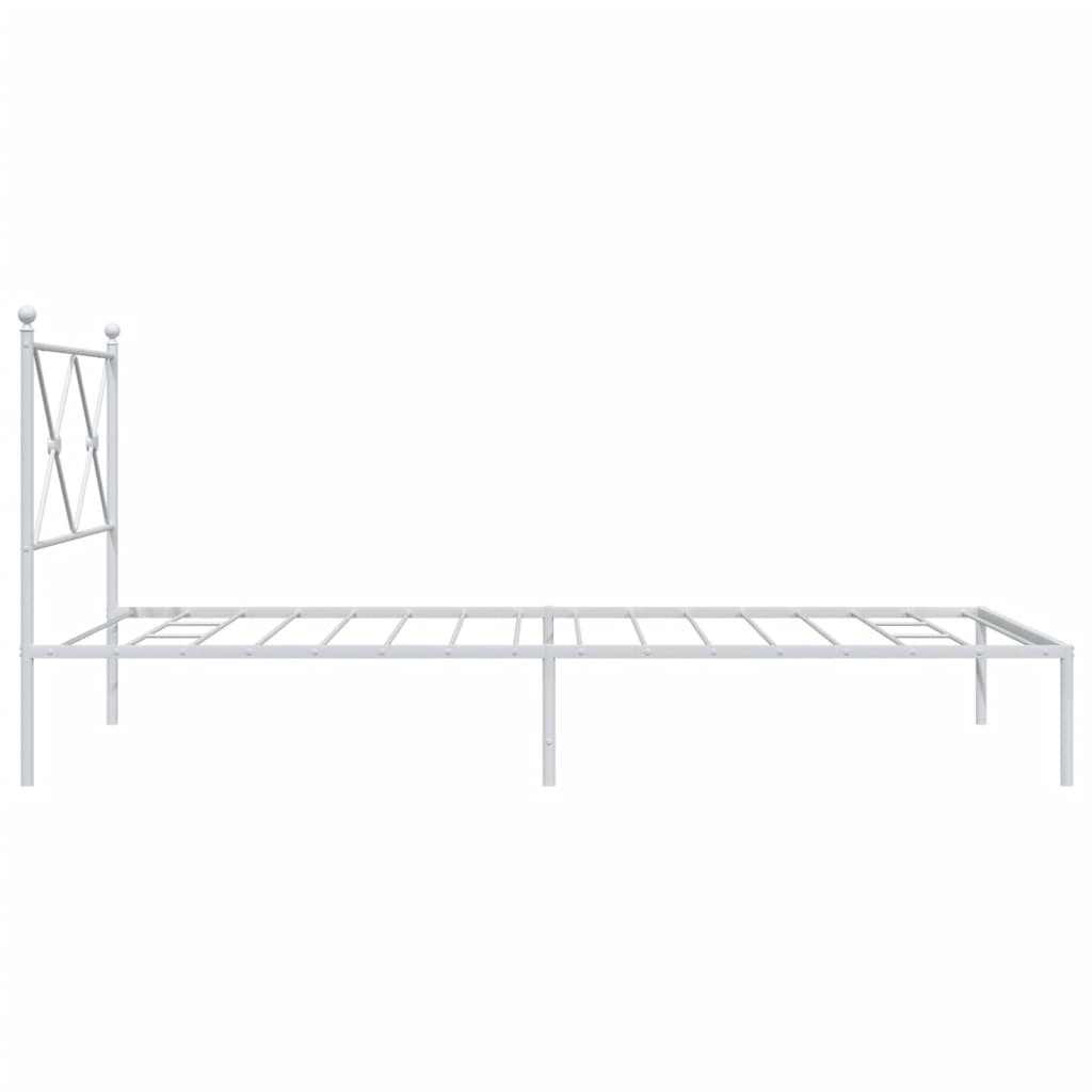 Metal Bed Frame without Mattress with Headboard White 100x200cm