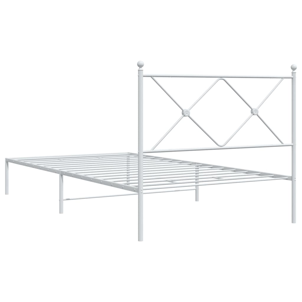 Metal Bed Frame without Mattress with Headboard White 100x200cm