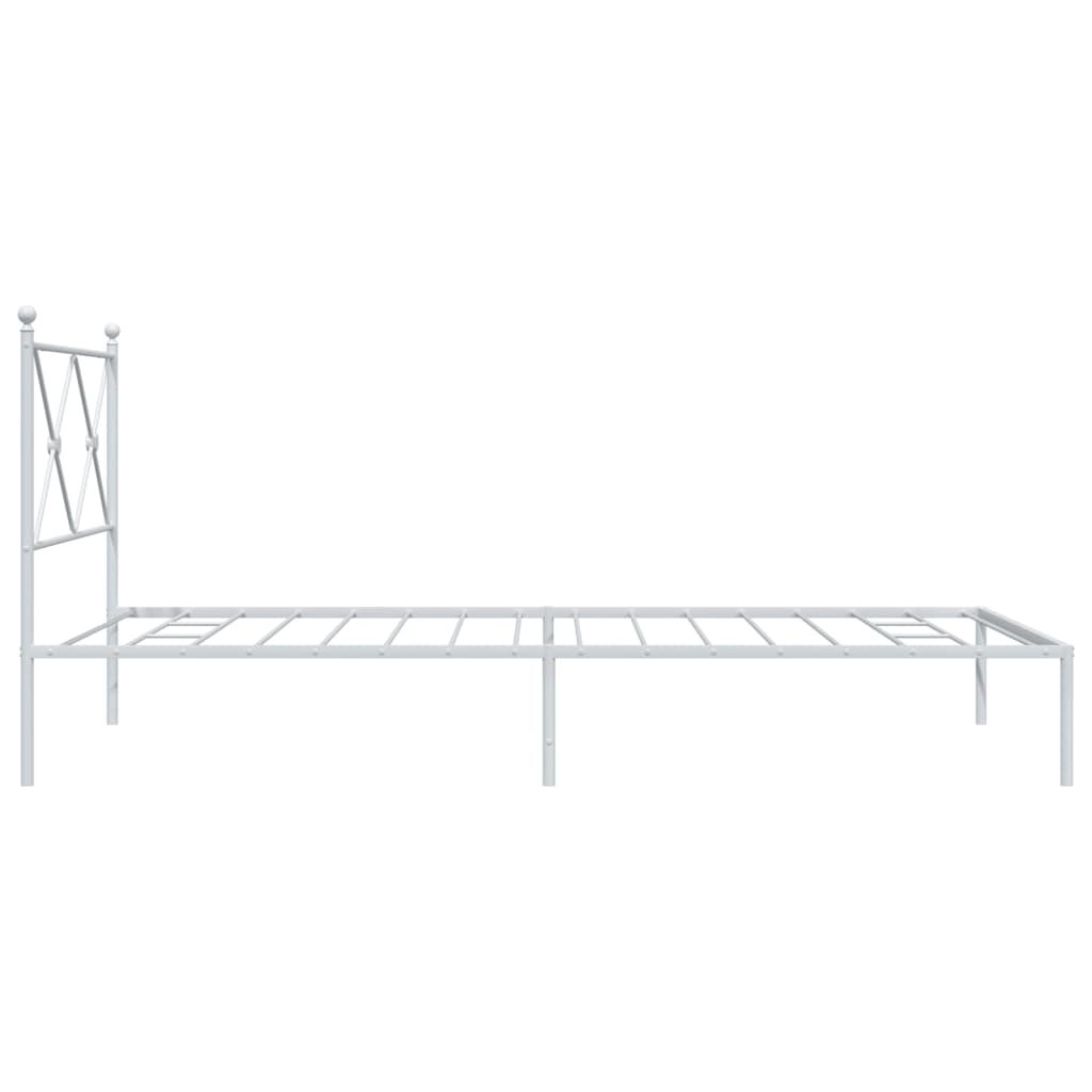 Metal Bed Frame without Mattress with Headboard White 107x203cm