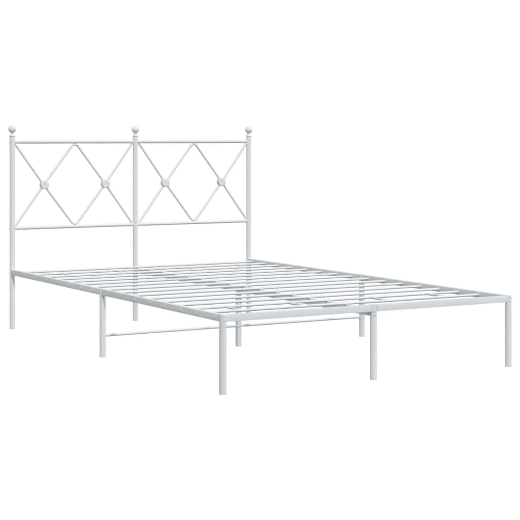 Metal Bed Frame without Mattress with Headboard White 120x190cm