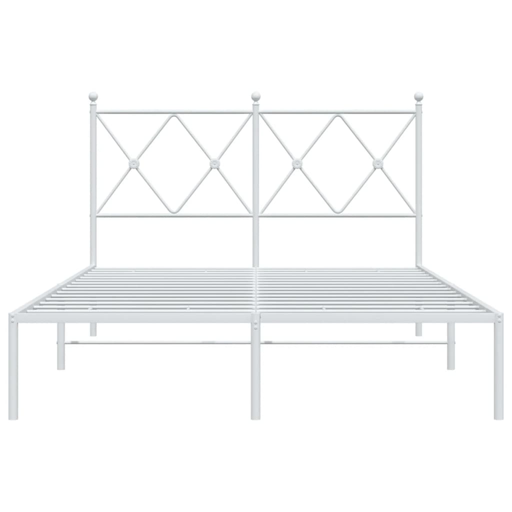Metal Bed Frame without Mattress with Headboard White 120x190cm