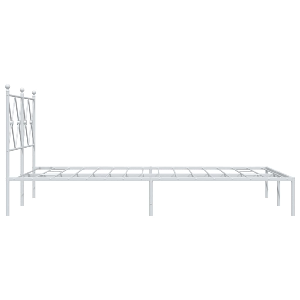 Metal Bed Frame without Mattress with Headboard White 120x190cm
