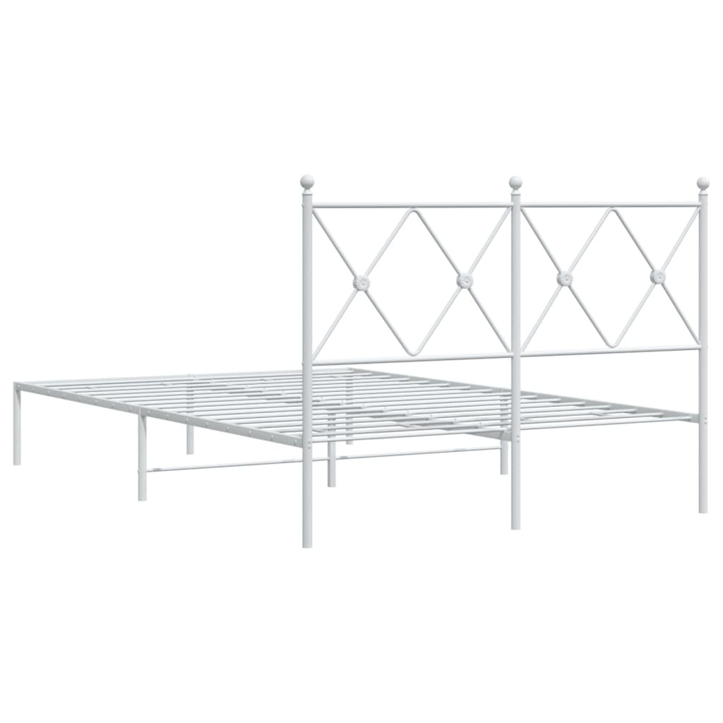 Metal Bed Frame without Mattress with Headboard White 120x190cm