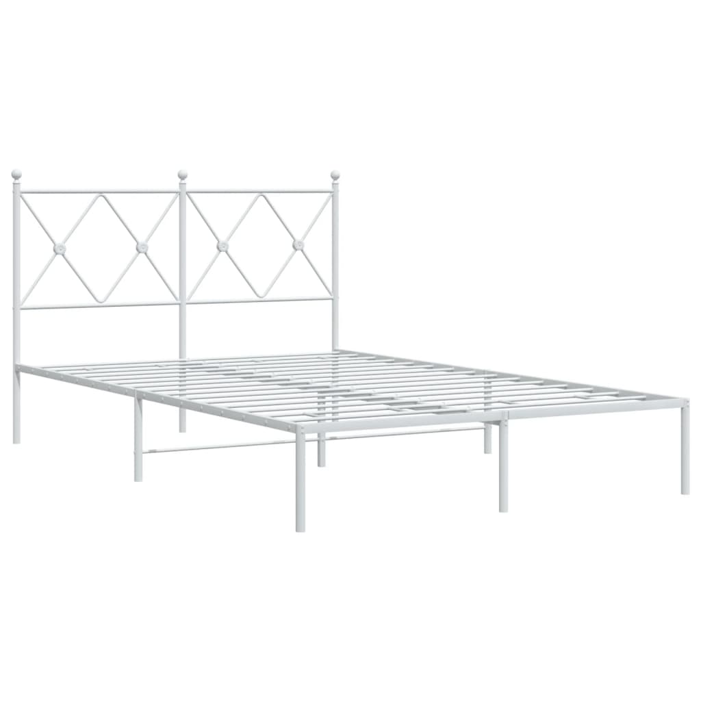 Metal Bed Frame without Mattress with Headboard White 120x200cm