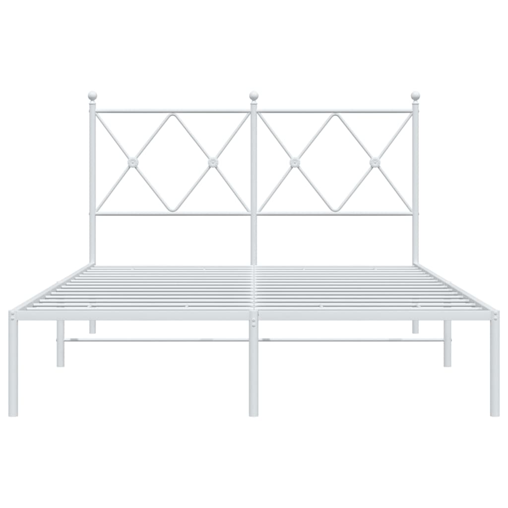 Metal Bed Frame without Mattress with Headboard White 120x200cm