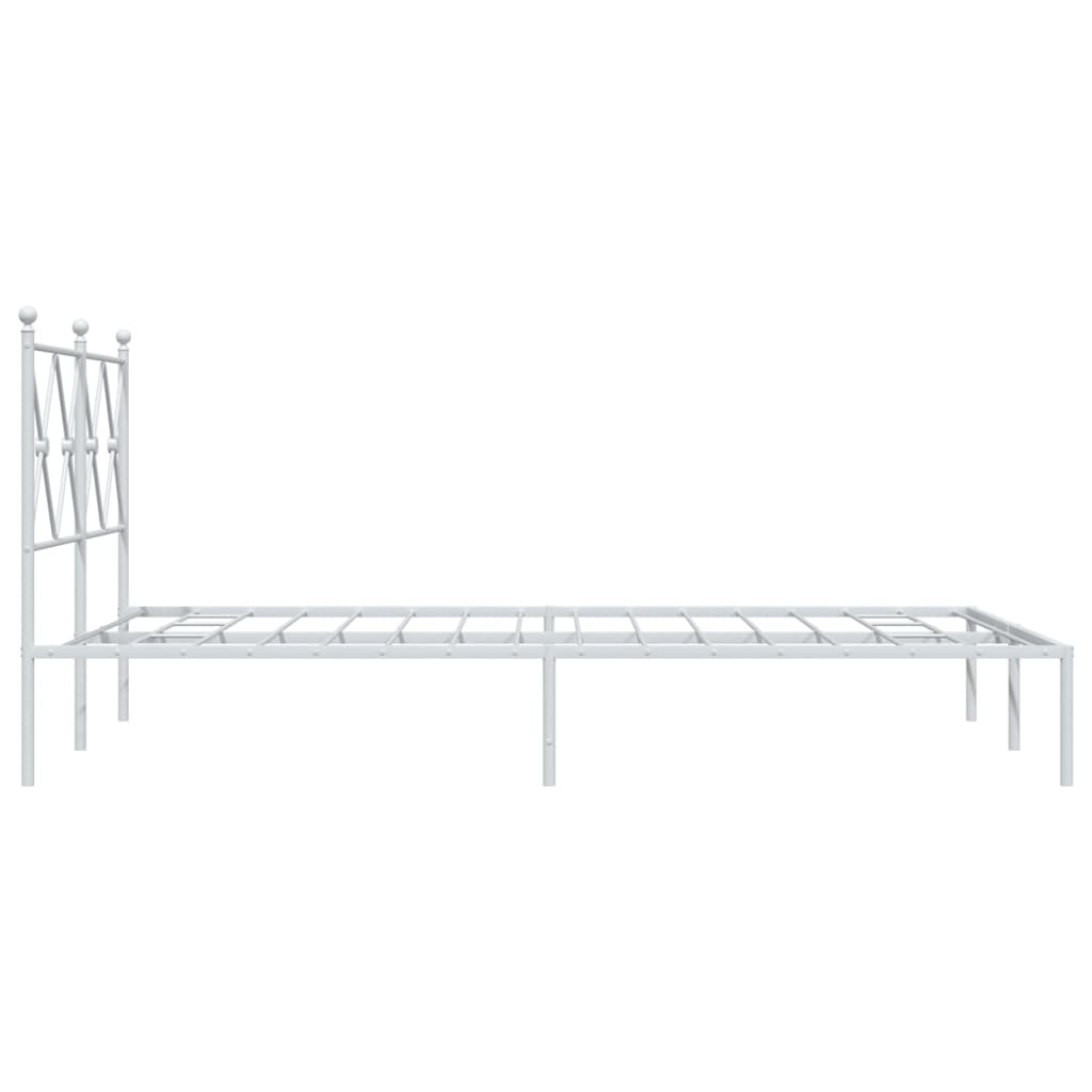 Metal Bed Frame without Mattress with Headboard White 120x200cm