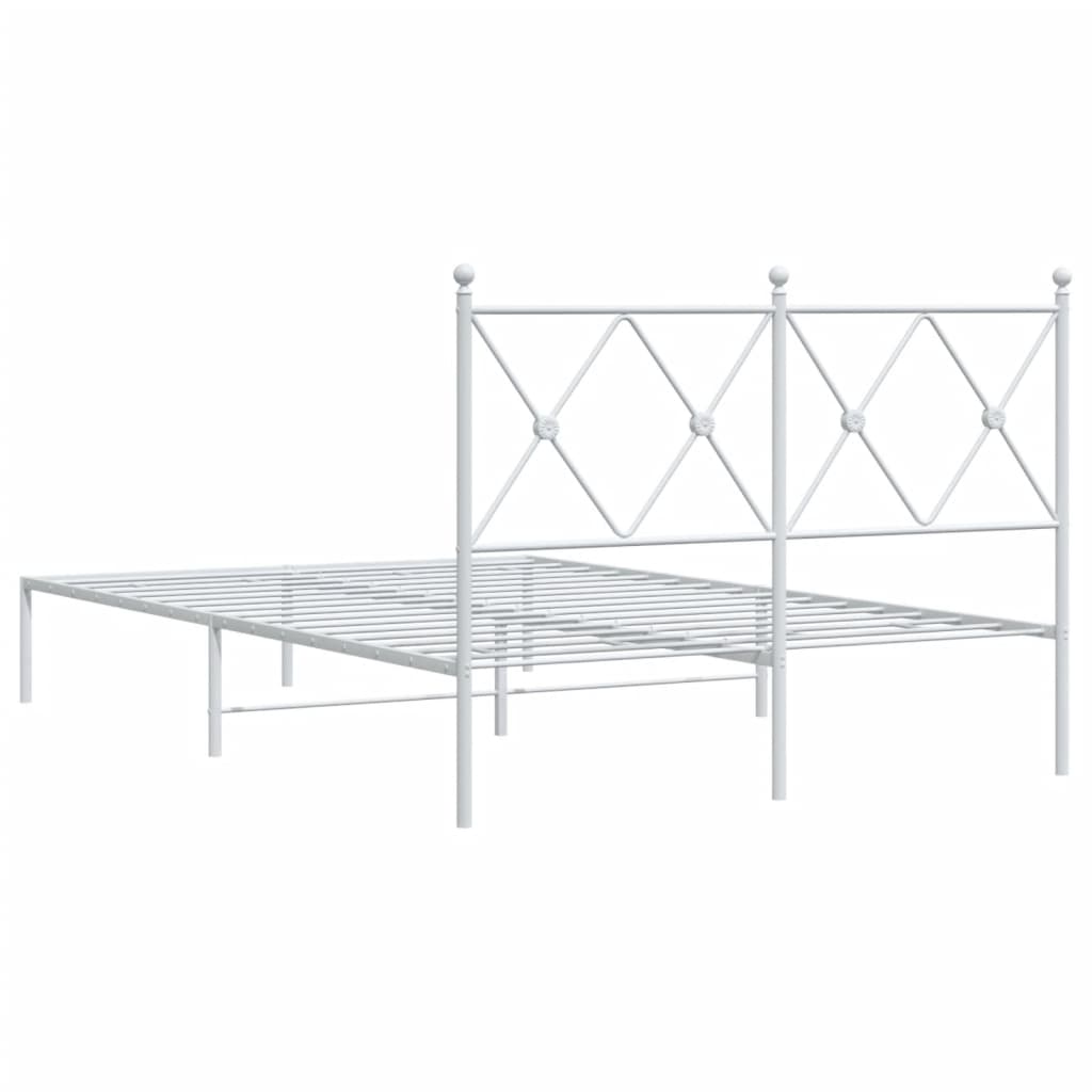 Metal Bed Frame without Mattress with Headboard White 120x200cm