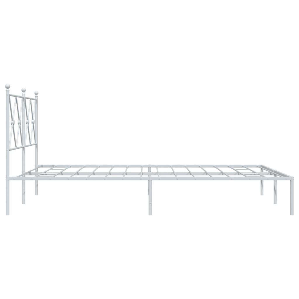 Metal Bed Frame without Mattress with Headboard White 135x190cm