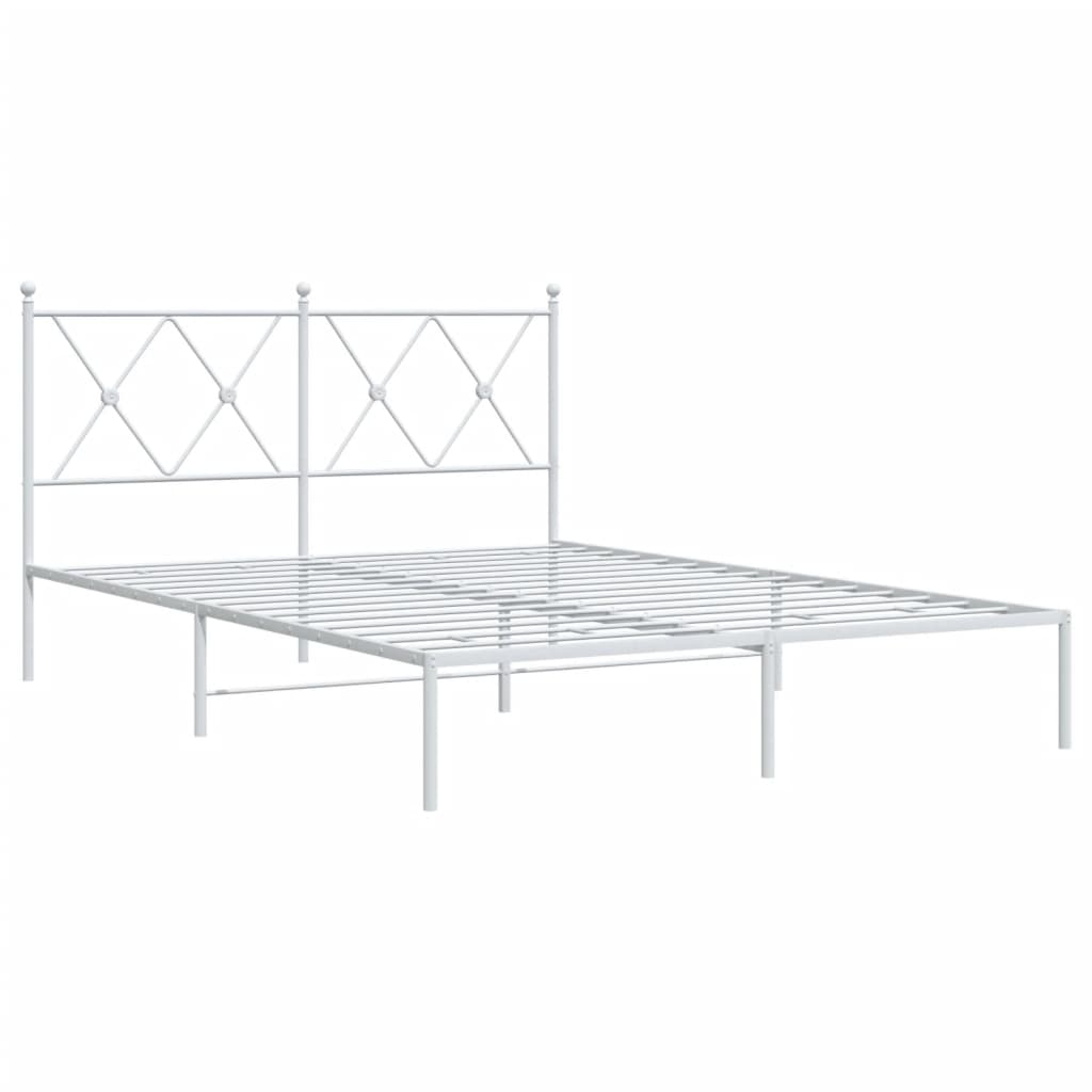 Metal Bed Frame without Mattress with Headboard White 140x200cm