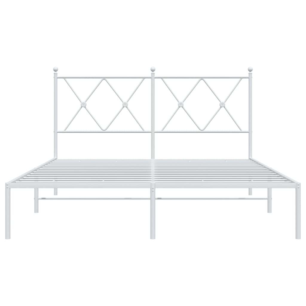 Metal Bed Frame without Mattress with Headboard White 140x200cm