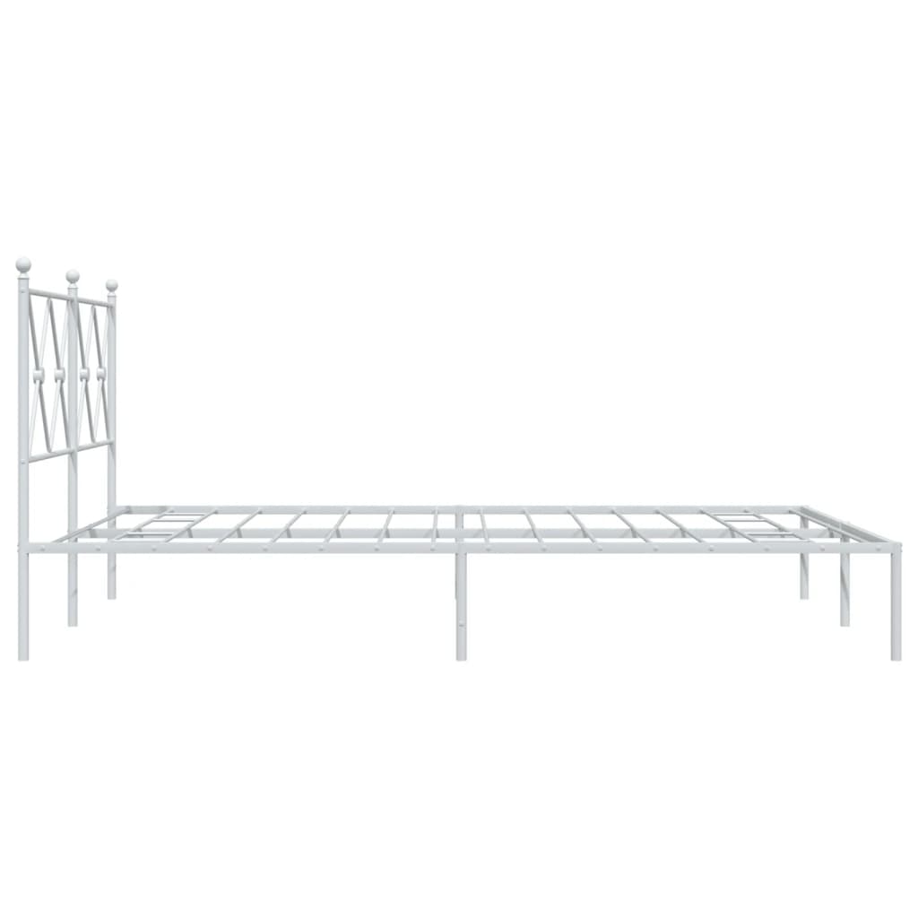 Metal Bed Frame without Mattress with Headboard White 140x200cm