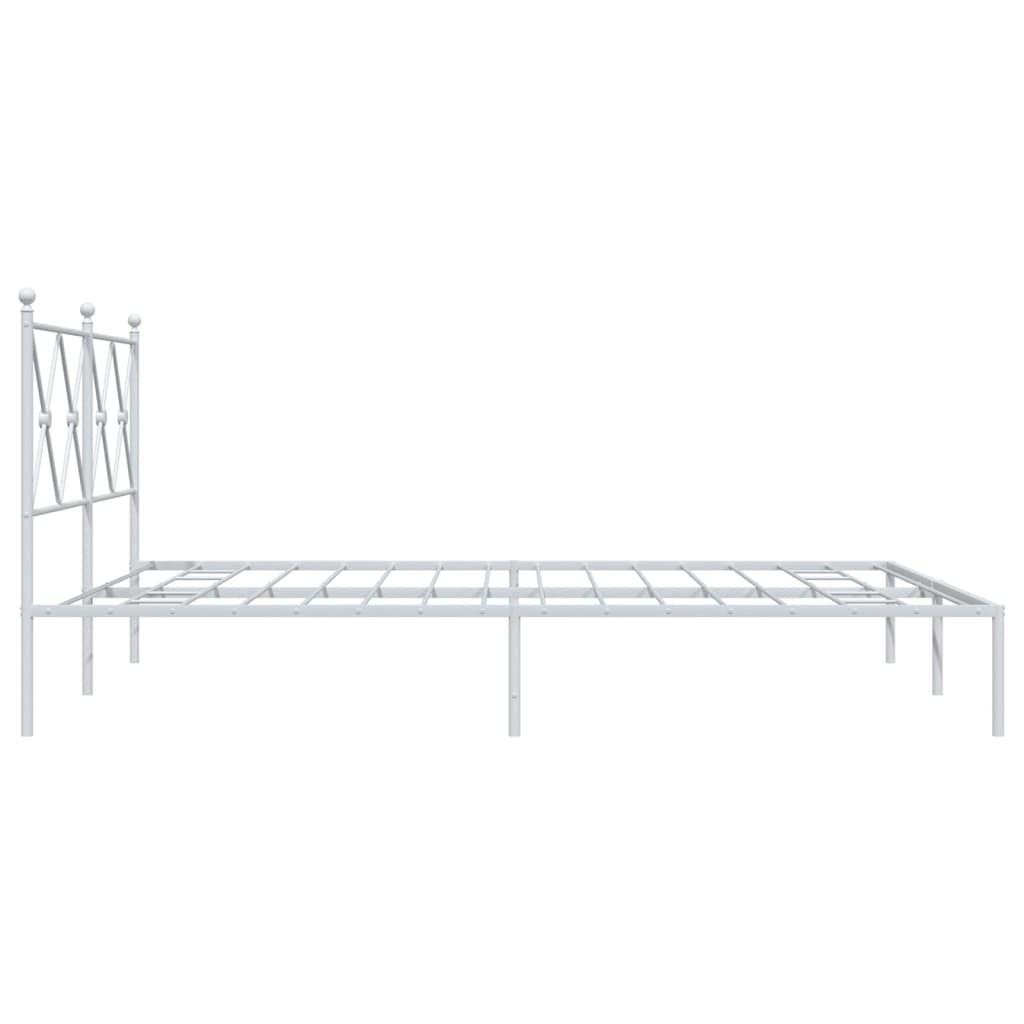Metal Bed Frame without Mattress with Headboard White 150x200cm