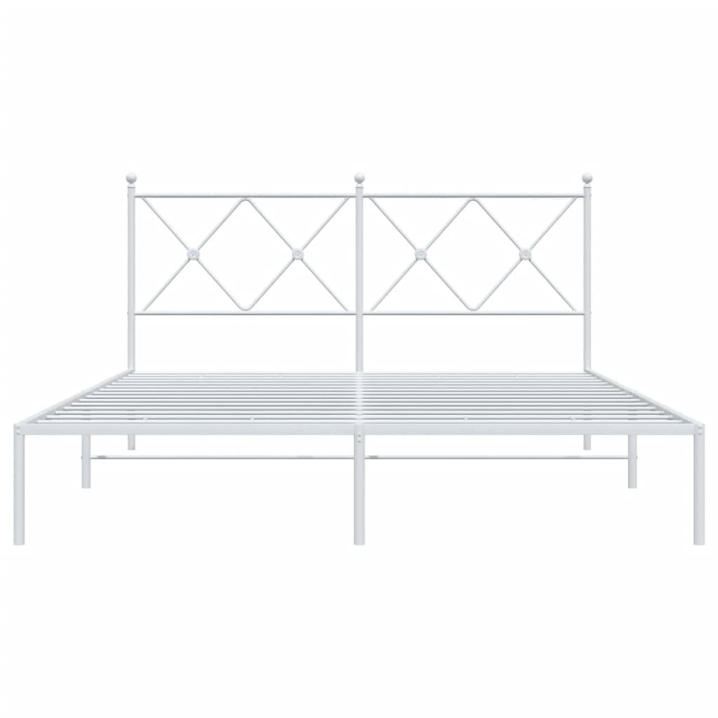 Metal Bed Frame without Mattress with Headboard White 160x200cm