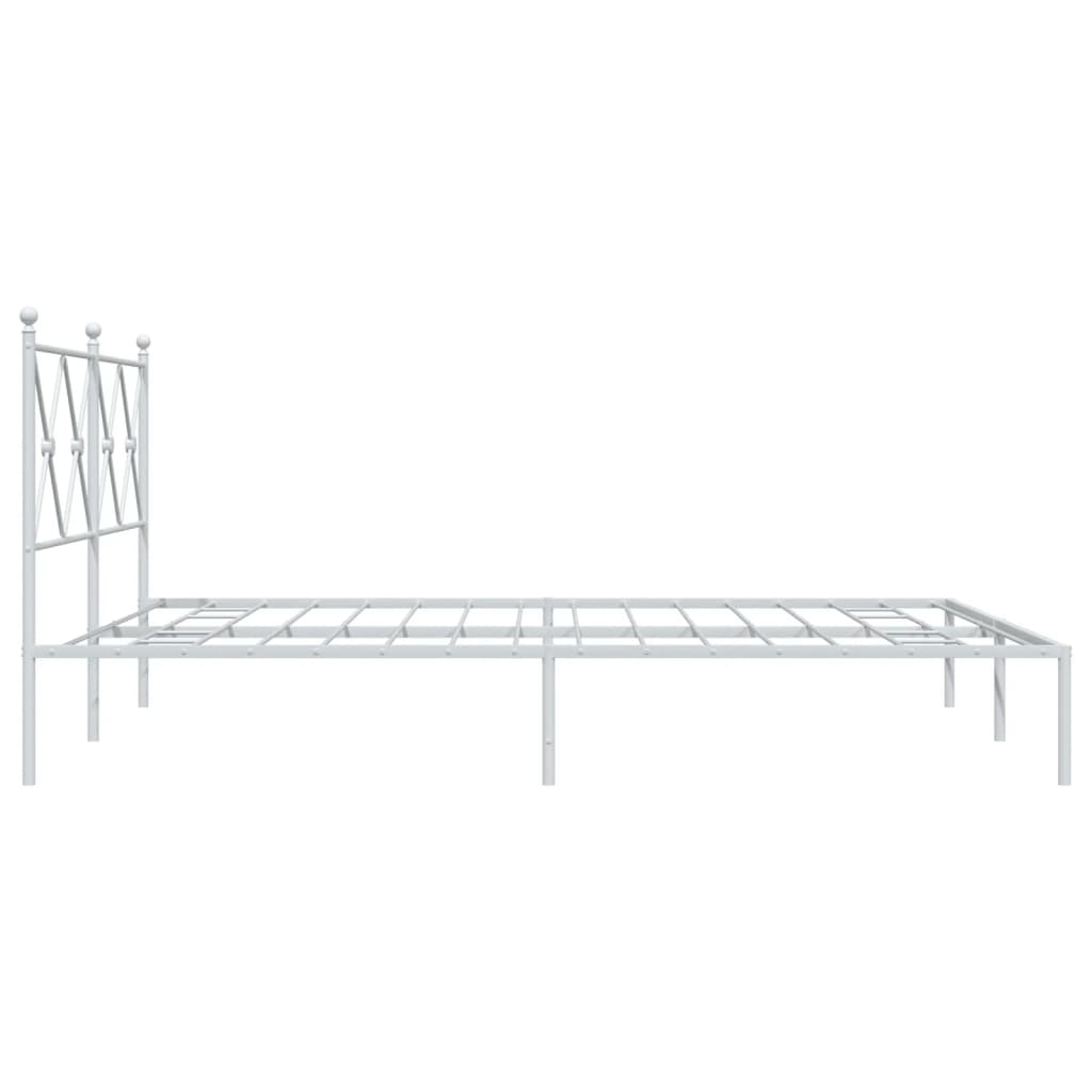 Metal Bed Frame without Mattress with Headboard White 160x200cm
