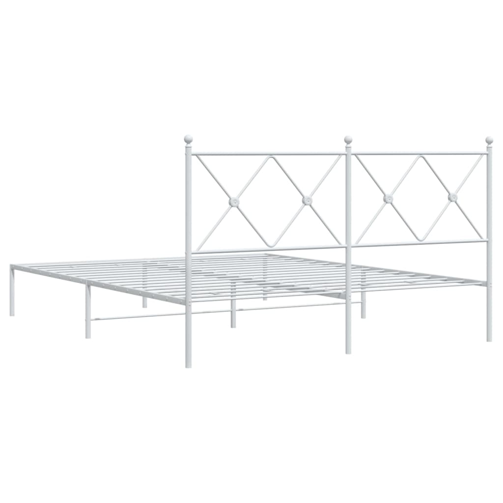 Metal Bed Frame without Mattress with Headboard White 160x200cm