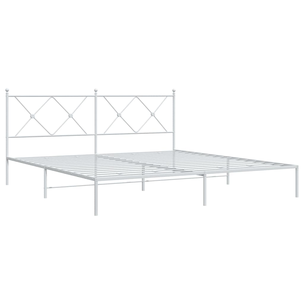 Metal Bed Frame without Mattress with Headboard White 180x200cm