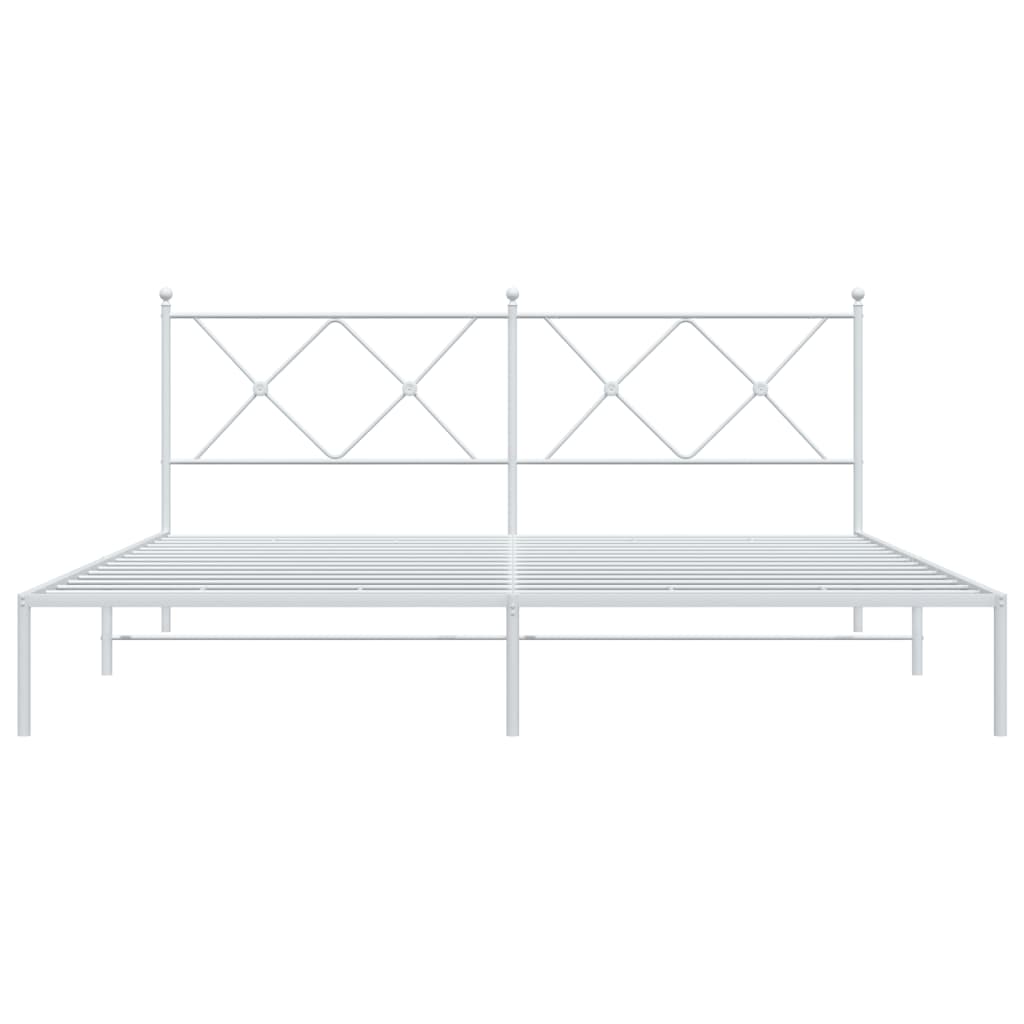 Metal Bed Frame without Mattress with Headboard White 180x200cm