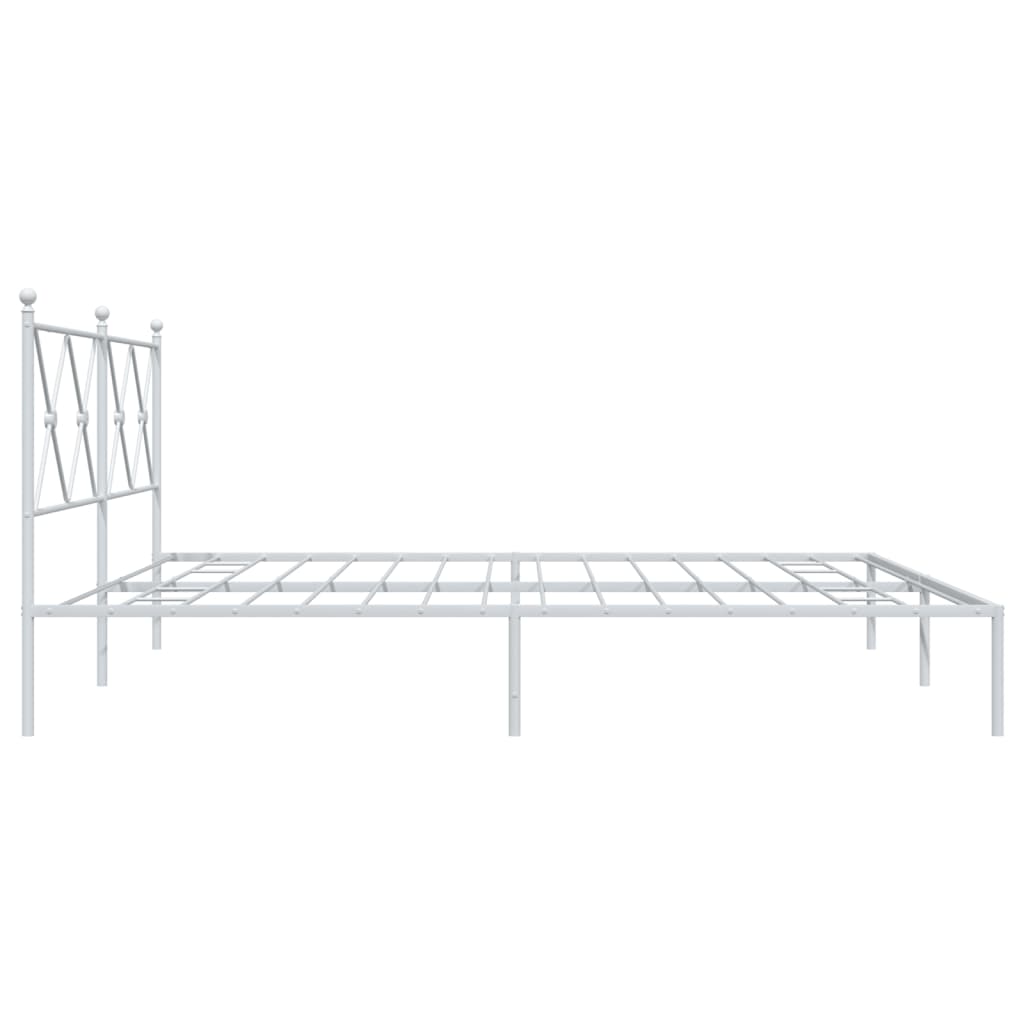 Metal Bed Frame without Mattress with Headboard White 180x200cm