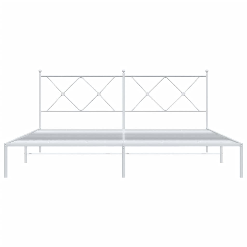 Metal Bed Frame without Mattress with Headboard White 183x213cm