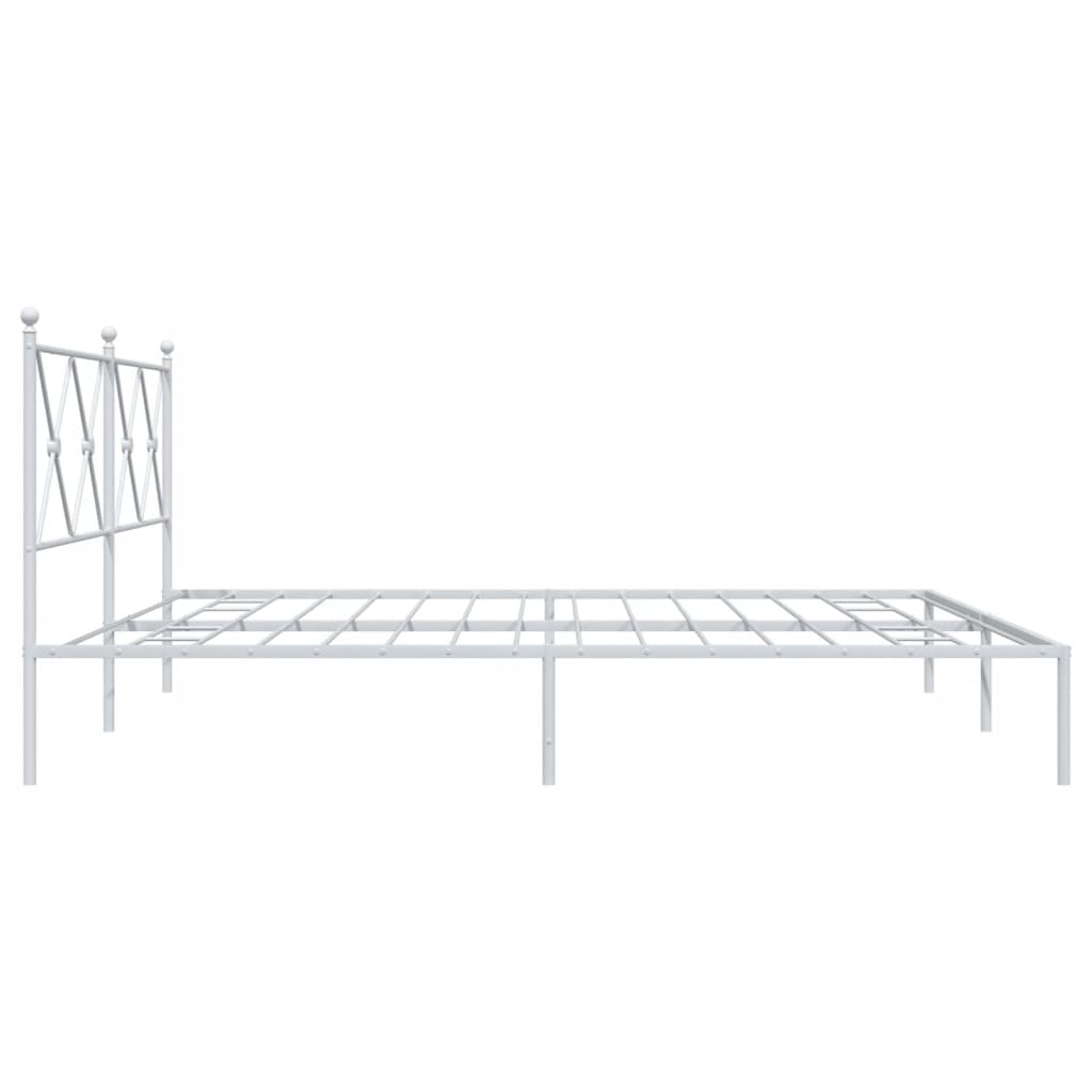 Metal Bed Frame without Mattress with Headboard White 183x213cm