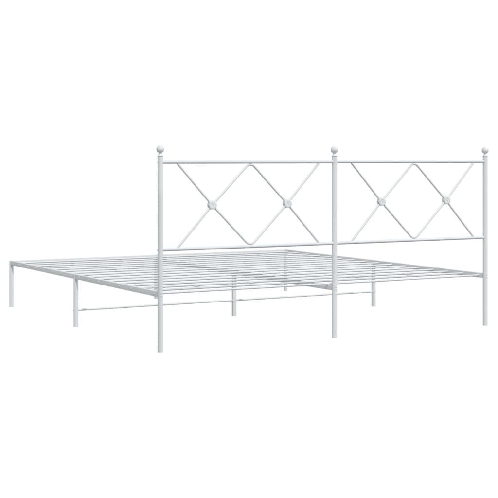 Metal Bed Frame without Mattress with Headboard White 183x213cm