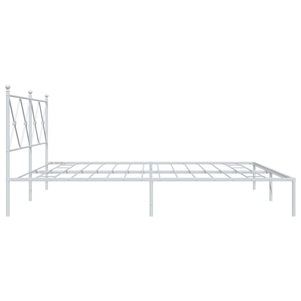 Metal Bed Frame without Mattress with Headboard White 193x203cm