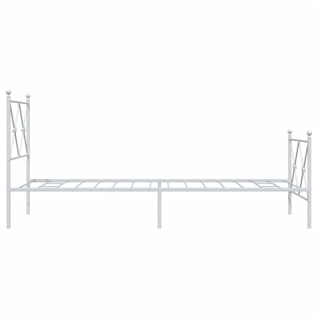 Metal Bed Frame without Mattress with Footboard White 75x190cm