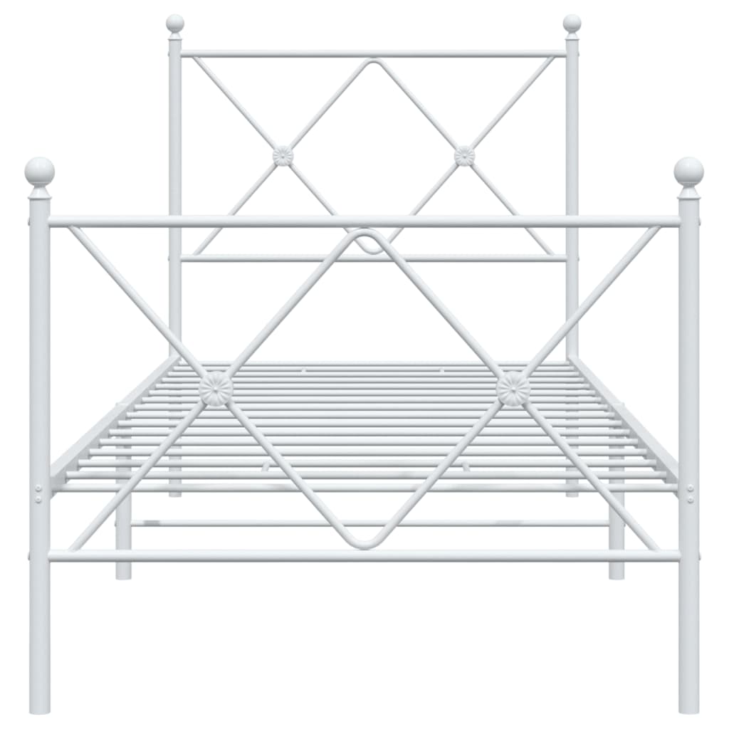 Metal Bed Frame without Mattress with Footboard White 80x200cm