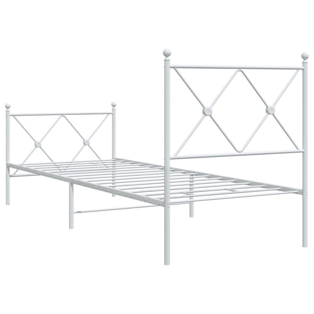 Metal Bed Frame without Mattress with Footboard White 80x200cm